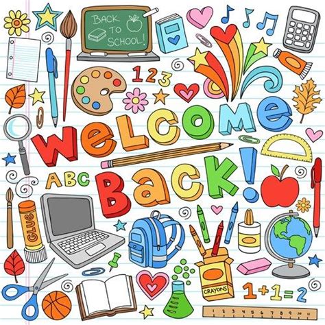 Hand Drawn School Elements Vector 01 Back To School Clipart Notebook