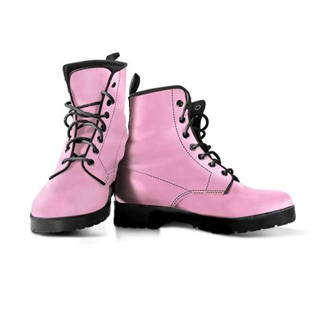 Pink Combat Boots Vegan Leather Boots Combat Boots Blush Pink Etsy