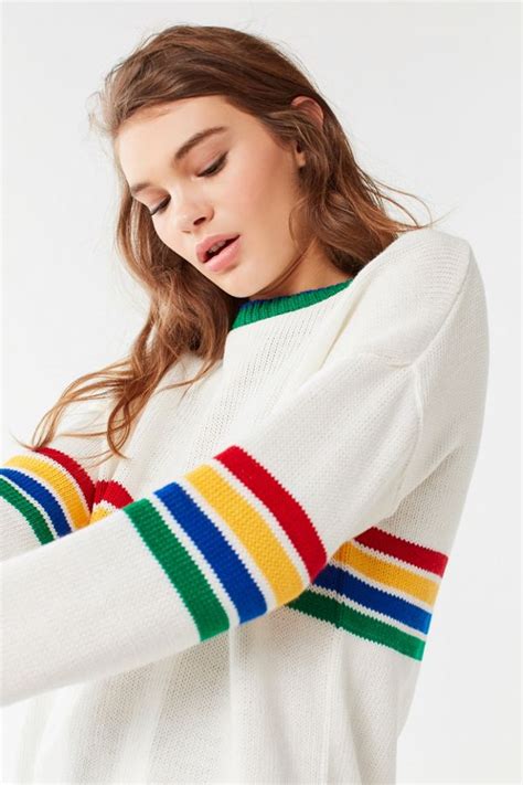 Uo Bailey Rainbow Striped Sweater Urban Outfitters