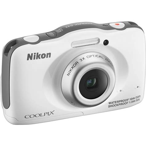 Nikon Coolpix S32 Digital Camera White 26460 Bandh Photo Video