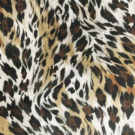 Shason Textile 3 Yards Cut Chiffon Leopard Print Fabric Brown