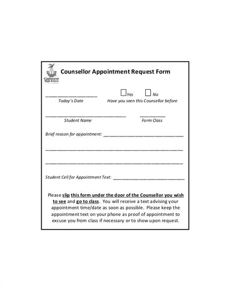 Appointment Form Template Word