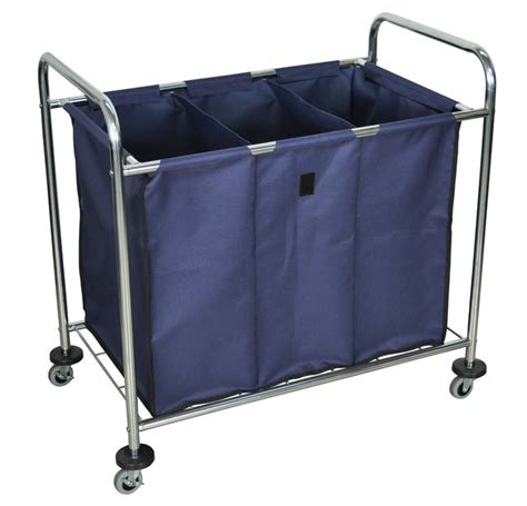 Luxor Hl15 Laundry Cart On Wheels With 3 Sections Janitorial