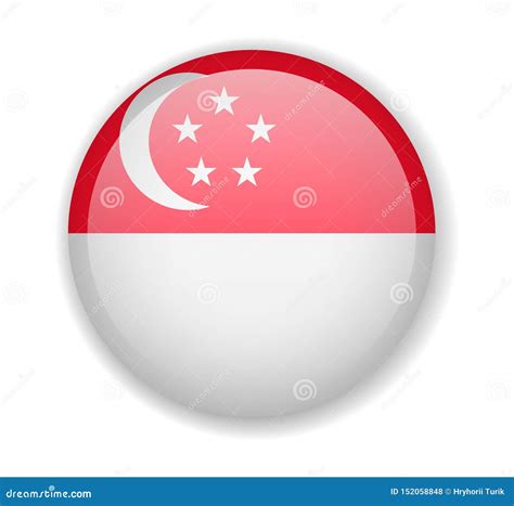 Singapore Flag Round Bright Icon On A White Background Stock