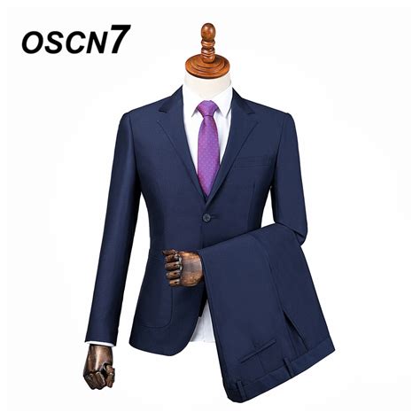 Oscn7 2019 Plain Custom Made Suits Men Slim Fit Wedding Party Mens