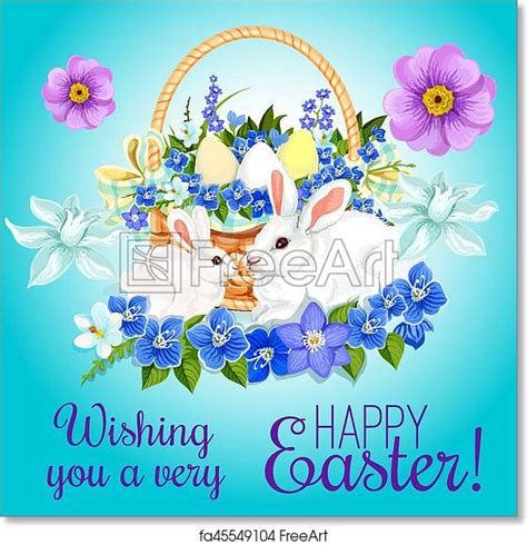 Free Art Print Of Easter Paschal Card Eggs And Bunny Vector Greeting