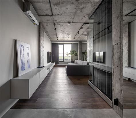Monochromatic Apartment With A Timeless Concrete Interior And A Cool