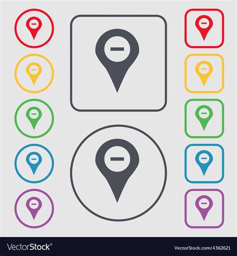 Minus Map Pointer Gps Location Icon Sign Symbol Vector Image