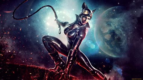 Fantasy Girl Fantasy Art Moon Catwoman Whips Big Boobs HD Wallpaper