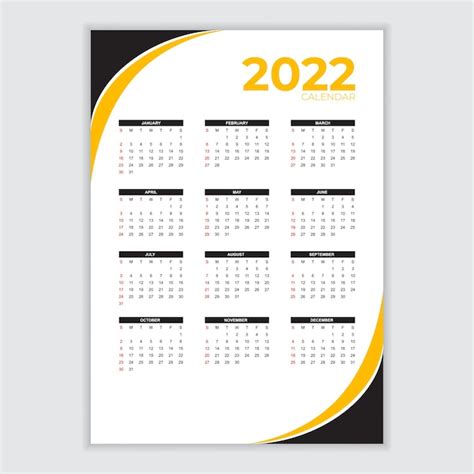 Kalender Für Das Neue Jahr 2022 Im Modernen Stil Premium Vektor