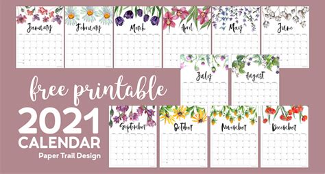 Stunning Free Printable Floral October 2021 Calendars