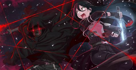 Wallpaper Id 121991 Sword Art Online Anime Anime Girls Gun Red Eyes Open Mouth Dark Hair