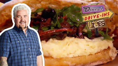 Guy Fieri Eats A Salt Cod Sandwich Diners Drive Ins And Dives Food Network Youtube