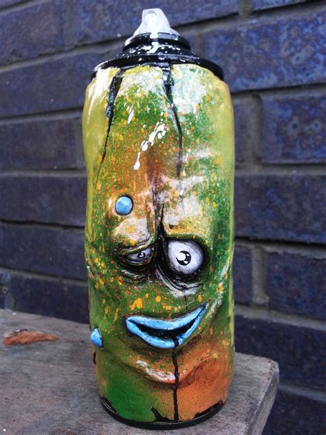 Custom Spray Can Hand Painted Graffiti Face Sculpt Trampt Library
