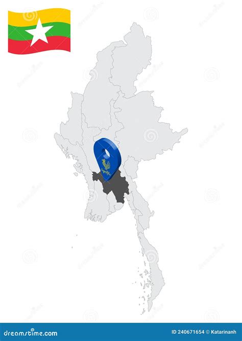 Location Of Bago Region On Map Myanmar 3d Bago Flag Map Marker