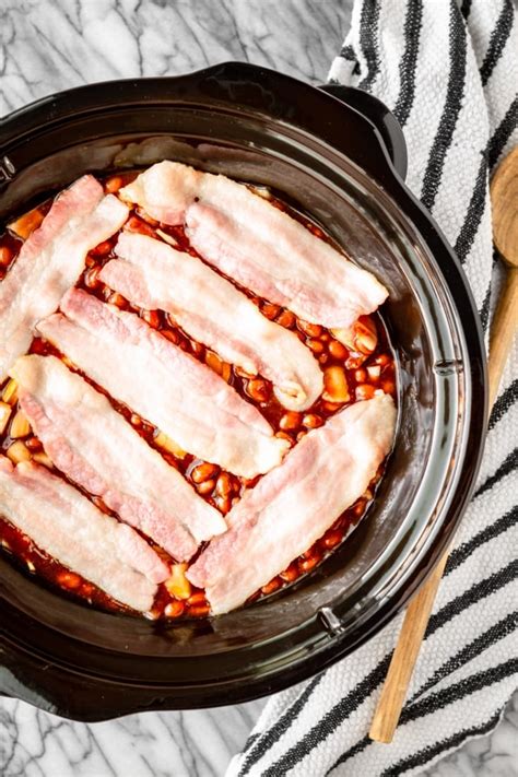 Crock Pot Baked Beans With Bacon And Brown Sugar Unsophisticook