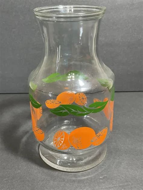 vintage anchor hocking glass orange juice carafe pitcher with juice glass 9 99 picclick
