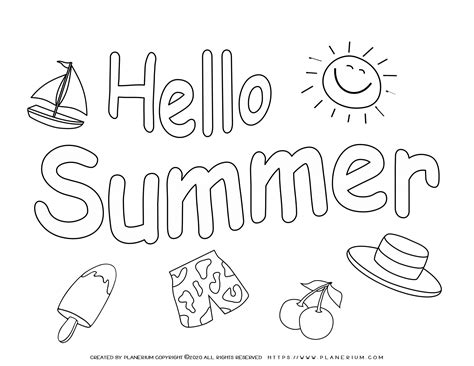 Summer Coloring Page Hello Summer Planerium Summer Coloring