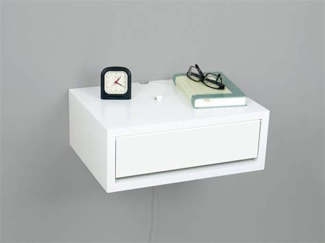 Contemporary White Floating Nightstand Floating Bedside Table Side