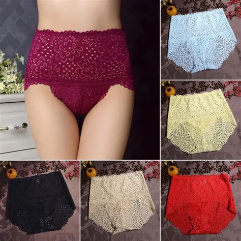 New Arrival Sexy Lace High Waist Seamless Panties Briefs Underwear Free Size Black Wine Red