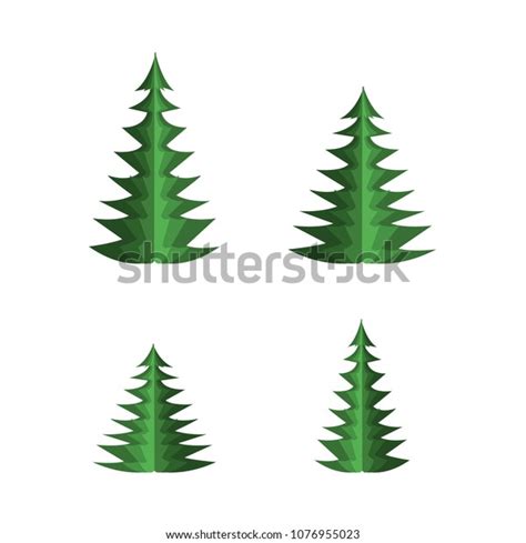 Green Paper Fir Tree Set Spruces Stock Vector Royalty Free 1076955023