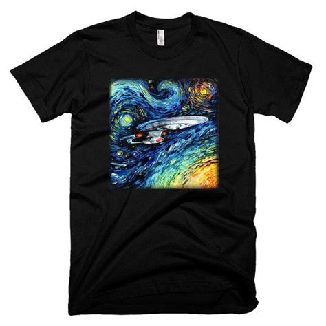 Star Trek Art T Shirt Mens Clothing Black Shirt Featuring Van Gogh