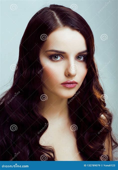 Young Pretty Brunette Woman With Hairstyle Waves Luxury Look Fa Stock