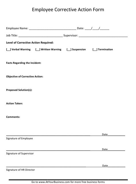 Employee Corrective Action Form Download Printable Pdf Templateroller