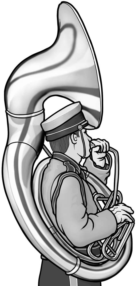 A Vector Hand Drawn Illustration Of Sousaphone Black And White Clip