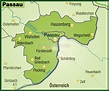 Karte von Passau als Übersichtskarte in Grün - Lizenzfreies Bild ...