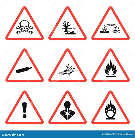 Ghs Pictogram Hazard Sign Set Isolated On White Background Dangerous Hazard Symbol Icon