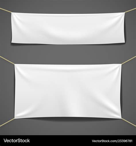 White Textile Banners Blank Fabric Flag Hanging Vector Image