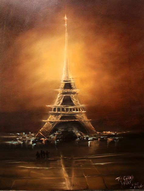 Eiffel Tower Painting Oil Painting Paris At Night 16x20 On Hardwood