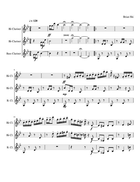 Clarinet Trio For 2 Saprano Clarinets And 1 Bass Clarinet Sheet Music