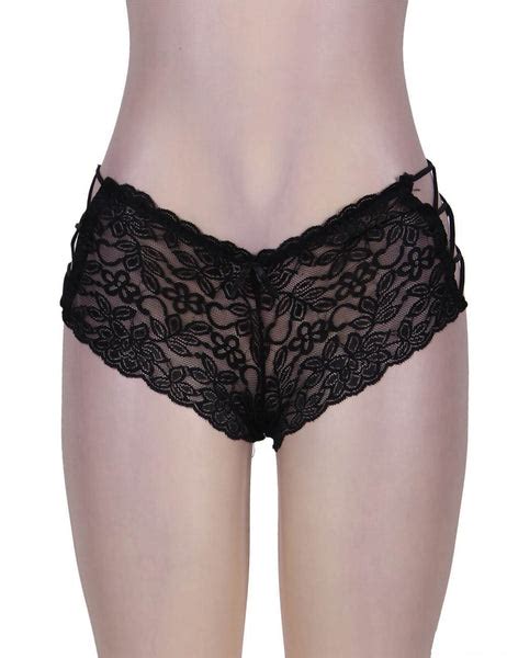Plus Size Black Sheer Lace Stylish Women Underwear Sexy Panties