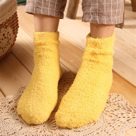 Coral Fleece Warm Socks Women Candy Color Autumn Winter Home Floor Ankle Socks Girls Soft Thick