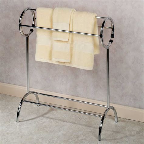 Hand towel rack with 2 bars for hanging and drying fingertip towels in master bathroom, kids' bathroom, or guest bathroom. Free Standing Towel Racks - HomesFeed