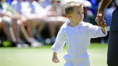 Dustin Johnsons Son Tatum Holds His Fathers Hand During The Par 3