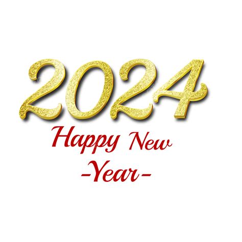 Happy New Year 2024 Golden 3d Numbers With Transparent Background