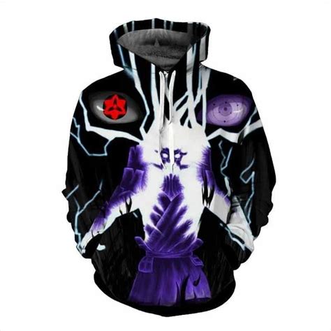 Naruto Sasuke Uchiha Mangekyo Rinnegan Susanoo Black Hoodie Saiyan Stuff