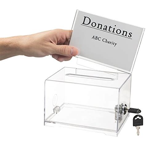 Acrylic Donation Ballot Box Lock 625 45 4 Clear Office