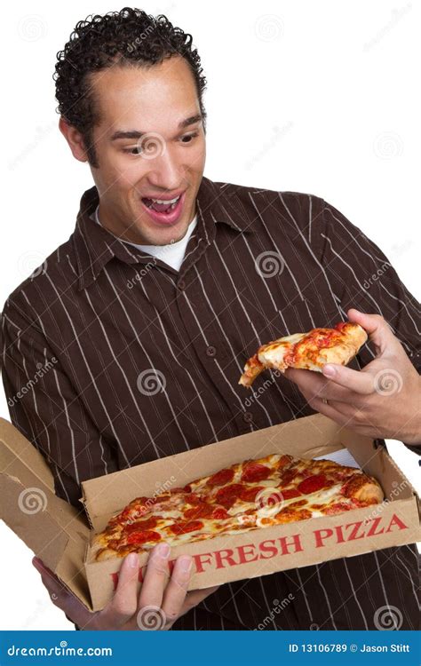 Pizza Man Smiling Stock Image Image Of Ethnic Pizza 13106789