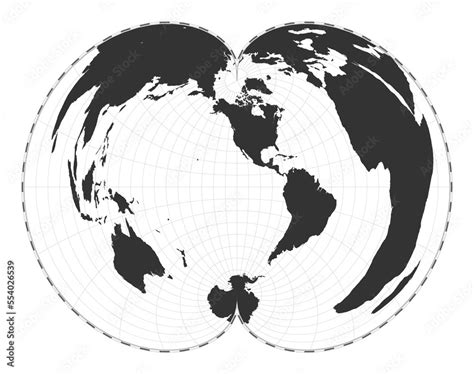 Vektorová Grafika „vector World Map American Polyconic Projection Plan World Geographical Map