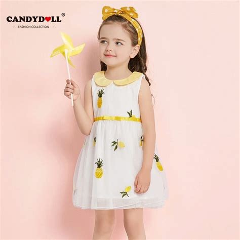 Candydoll Girls Dress 2018 Summer New Childrens Cute Emroidery