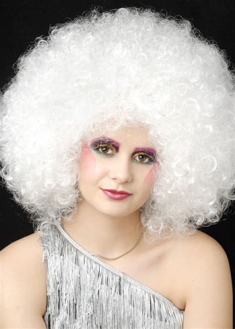 Extra Curly White 70s Disco Afro Wig