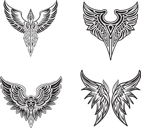 Great Tribal Wings Tattoo Vector 22808754 Vector Art At Vecteezy