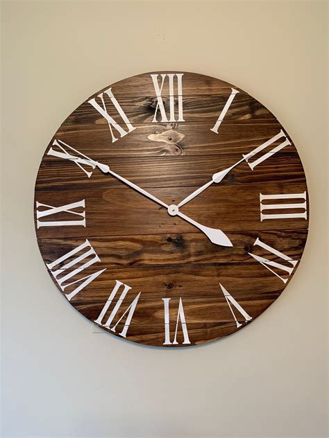 Customized Large Dark Walnut Wood Clock Pallet Clock Etsy Wood