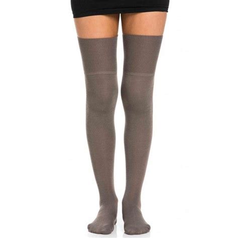 ribbed thigh high socks in gray 8 95 liked on polyvore featuring intimates hosiery socks