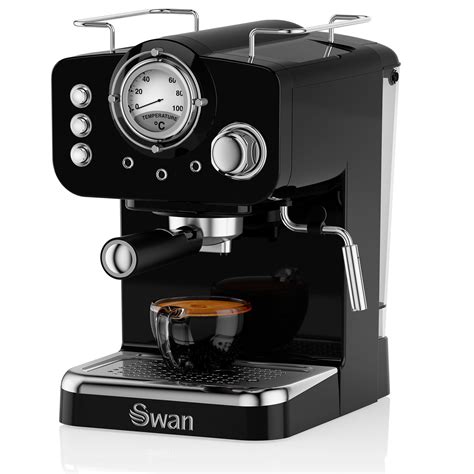 swan sk22110bn retro cafetera express para espresso y cappucino 15 bares presión vaporizador