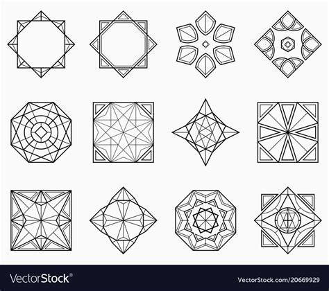 Set Of Symmetric Geometric Shapes Royalty Free Vector Image